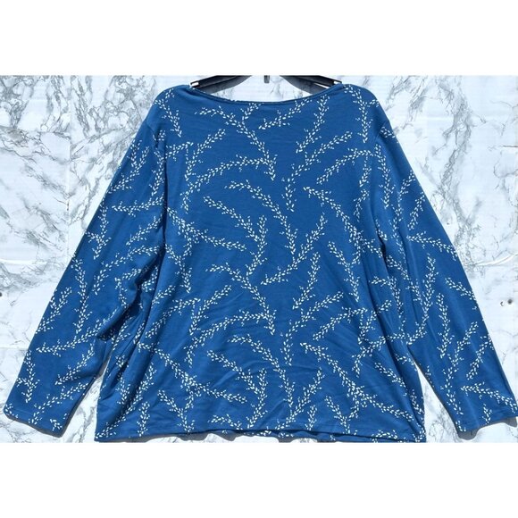 Style & Co Sz 3X Blue Long Sleeve Top 3X Dotted Blue - Picture 2 of 8